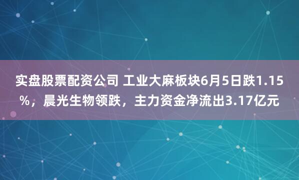 实盘股票配资公司 工业大麻板块6月5日跌1.15%，晨光生物领跌，主力资金净流出3.17亿元